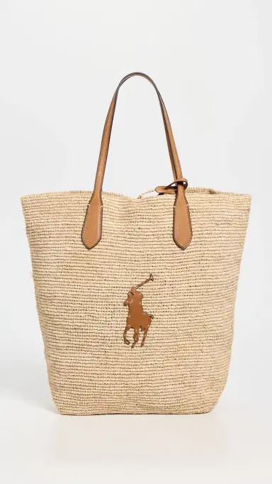 Polo Ralph Lauren Large Raffia Tote Natural/Cuoio One Size | Thumbnail 2 Polo Ralph Lauren Large Raffia Tote Natural/Cuoio One Size | Thumbnail 2