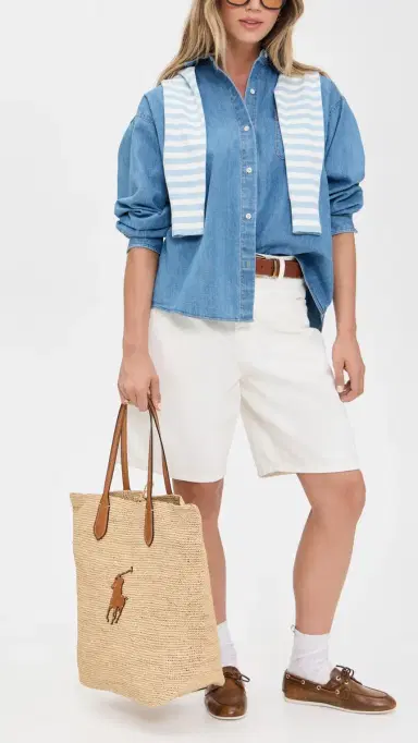 Polo Ralph Lauren Large Raffia Tote Natural/Cuoio One Size | Thumbnail 4 Polo Ralph Lauren Large Raffia Tote Natural/Cuoio One Size | Thumbnail 4