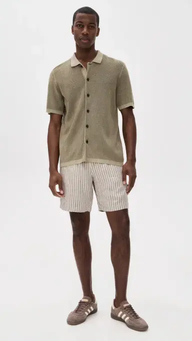 Faherty Short Sleeve Sunwashed Sweater Shirt Island Brown | Thumbnail 5 Faherty Short Sleeve Sunwashed Sweater Shirt Island Brown | Thumbnail 5