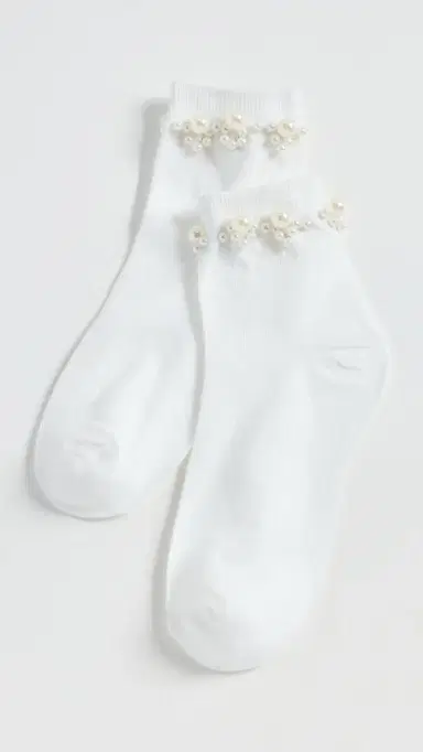 Stems Pearl Embellished Crew Socks One Size | Thumbnail 2 Stems Pearl Embellished Crew Socks One Size | Thumbnail 2
