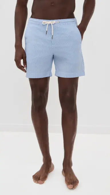 Orlebar Brown Bulldog Drawcord Seersucker Stripe Swim Shorts 6.25 Wave Blue | Thumbnail 2 Orlebar Brown Bulldog Drawcord Seersucker Stripe Swim Shorts 6.25 Wave Blue | Thumbnail 2