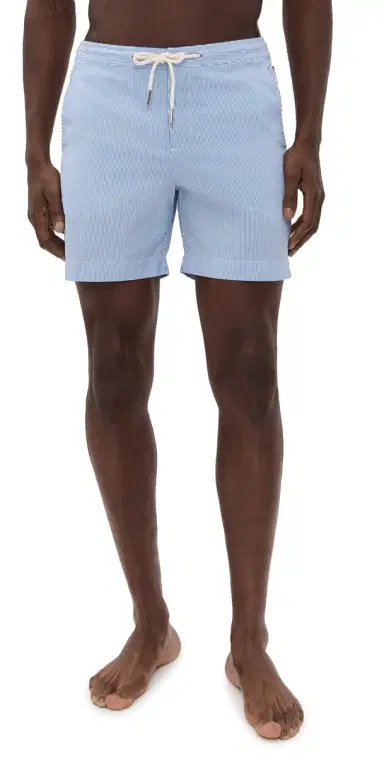 Orlebar Brown Bulldog Drawcord Seersucker Stripe Swim Shorts 6.25 Wave Blue | Thumbnail 1 Orlebar Brown Bulldog Drawcord Seersucker Stripe Swim Shorts 6.25 Wave Blue | Thumbnail 1