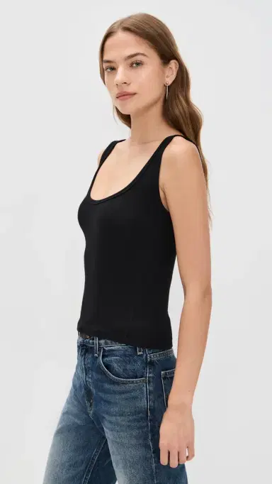 Cotton Citizen Verona Scoop Neck Tank Jet Black | Thumbnail 4 Cotton Citizen Verona Scoop Neck Tank Jet Black | Thumbnail 4