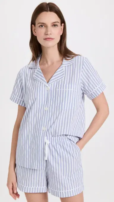BedHead PJs Classic Stripe Pajama Set Blue 3D | Thumbnail 2 BedHead PJs Classic Stripe Pajama Set Blue 3D | Thumbnail 2