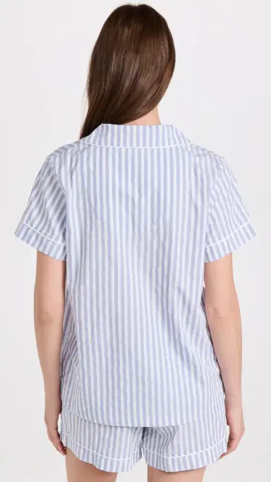 BedHead PJs Classic Stripe Pajama Set Blue 3D | Thumbnail 3 BedHead PJs Classic Stripe Pajama Set Blue 3D | Thumbnail 3