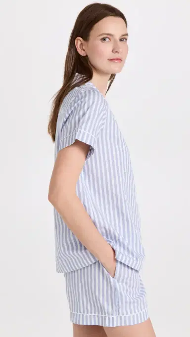 BedHead PJs Classic Stripe Pajama Set Blue 3D | Thumbnail 4 BedHead PJs Classic Stripe Pajama Set Blue 3D | Thumbnail 4