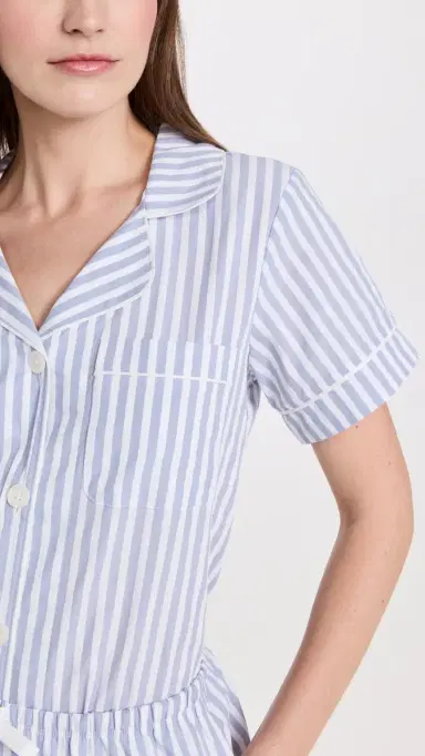 BedHead PJs Classic Stripe Pajama Set Blue 3D | Thumbnail 6 BedHead PJs Classic Stripe Pajama Set Blue 3D | Thumbnail 6
