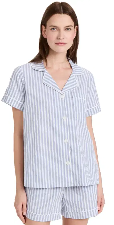 BedHead PJs Classic Stripe Pajama Set Blue 3D | Thumbnail 1 BedHead PJs Classic Stripe Pajama Set Blue 3D | Thumbnail 1