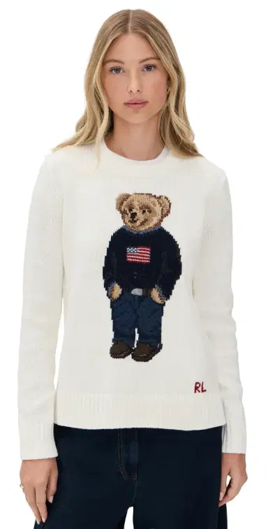 Polo Ralph Lauren American Flag Bear Sweater Deckwash White | Thumbnail 1 Polo Ralph Lauren American Flag Bear Sweater Deckwash White | Thumbnail 1