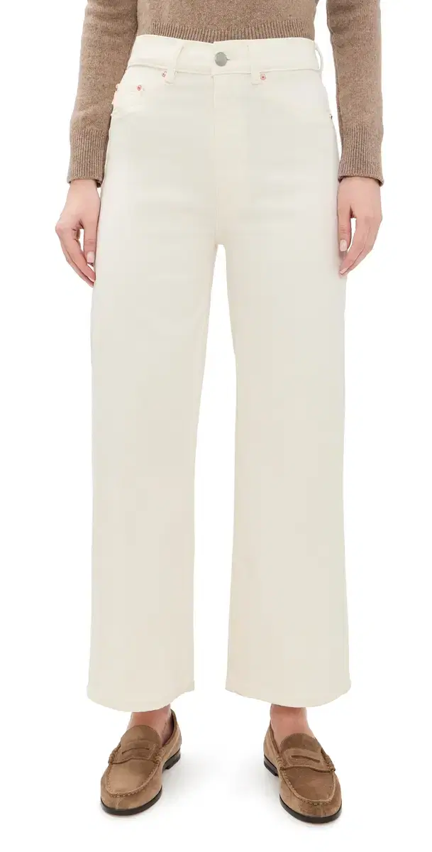 Hepburn Wide Leg High Rise Ankle Jeans Eggshell Hepburn Wide Leg High Rise Ankle Jeans Eggshell
