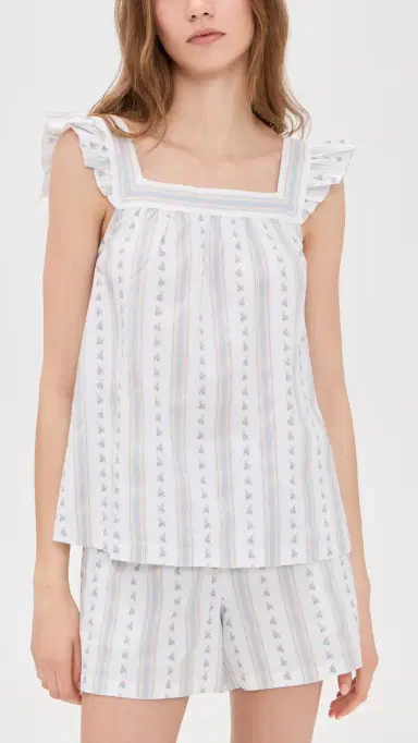 Petite Plume Woven Twill Clara Shorts et In Cottage tripe White | Thumbnail 2 Petite Plume Woven Twill Clara Shorts et In Cottage tripe White | Thumbnail 2