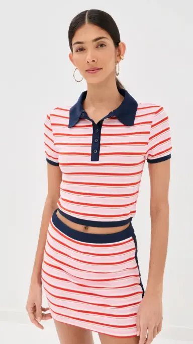 Simkhai Marnie Knit Polo Tulip Stripe | Thumbnail 2 Simkhai Marnie Knit Polo Tulip Stripe | Thumbnail 2