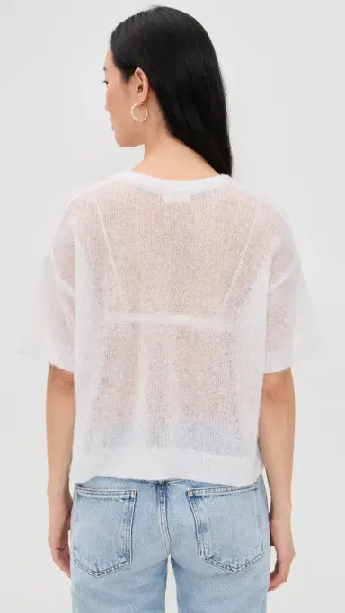 American Vintage Cashmere Short Sleeve V Neck Tee Polaire Chine | Thumbnail 3 American Vintage Cashmere Short Sleeve V Neck Tee Polaire Chine | Thumbnail 3