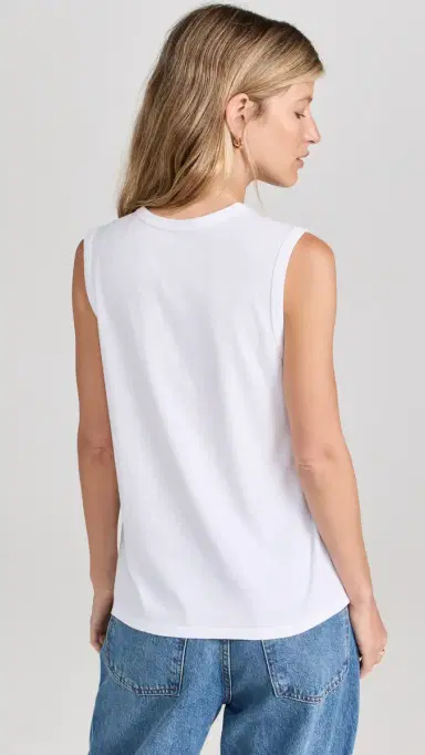 Another Tomorrow Sleeveless Tee White | Thumbnail 3 Another Tomorrow Sleeveless Tee White | Thumbnail 3