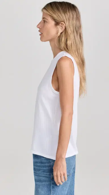 Another Tomorrow Sleeveless Tee White | Thumbnail 4 Another Tomorrow Sleeveless Tee White | Thumbnail 4