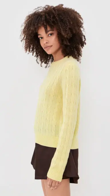 White + Warren Cashmere Varsity Cable Crewneck emonade | Thumbnail 4 White + Warren Cashmere Varsity Cable Crewneck emonade | Thumbnail 4