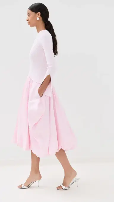 SIMKHAI Kenlie Long Sleeve Mock Neck Midi Dress Blush | Thumbnail 4 SIMKHAI Kenlie Long Sleeve Mock Neck Midi Dress Blush | Thumbnail 4