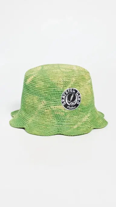 Malbon x Grateful Dead Stealie Straw Hat Green Tie Dye | Thumbnail 3 Malbon x Grateful Dead Stealie Straw Hat Green Tie Dye | Thumbnail 3