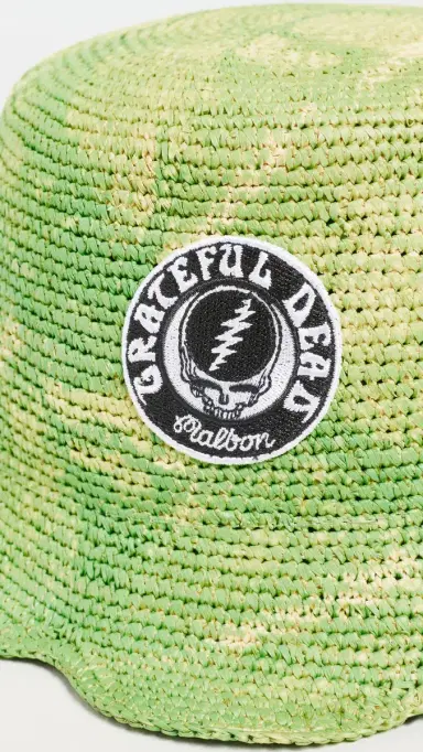Malbon x Grateful Dead Stealie Straw Hat Green Tie Dye | Thumbnail 4 Malbon x Grateful Dead Stealie Straw Hat Green Tie Dye | Thumbnail 4