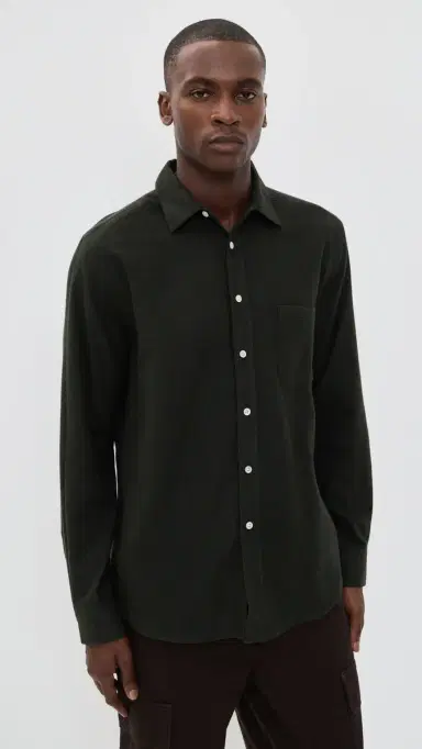 Portuguese Flannel Teca 2.0 Brushed Flannel Button Down Shirt Forest Green | Thumbnail 2 Portuguese Flannel Teca 2.0 Brushed Flannel Button Down Shirt Forest Green | Thumbnail 2