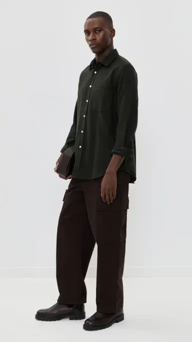 Portuguese Flannel Teca 2.0 Brushed Flannel Button Down Shirt Forest Green | Thumbnail 5 Portuguese Flannel Teca 2.0 Brushed Flannel Button Down Shirt Forest Green | Thumbnail 5