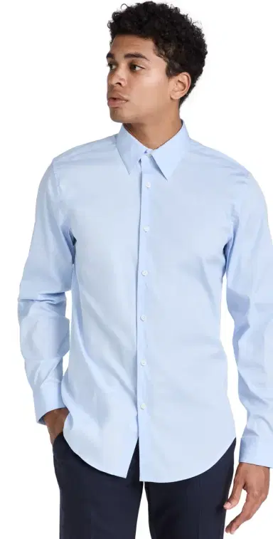 Theory ylvain Good Cotton Shirt Olympic | Thumbnail 1 Theory ylvain Good Cotton Shirt Olympic | Thumbnail 1