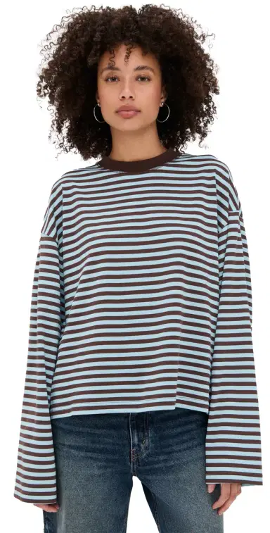 Lioness Bloom Long Sleeve Tee Chocolate Sea Stripe | Thumbnail 1 Lioness Bloom Long Sleeve Tee Chocolate Sea Stripe | Thumbnail 1