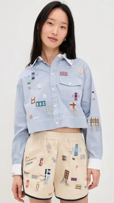 Sea Claira Embroidered Button Down hirt Blue | Thumbnail 2 Sea Claira Embroidered Button Down hirt Blue | Thumbnail 2