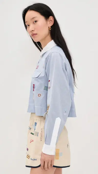 Sea Claira Embroidered Button Down hirt Blue | Thumbnail 4 Sea Claira Embroidered Button Down hirt Blue | Thumbnail 4