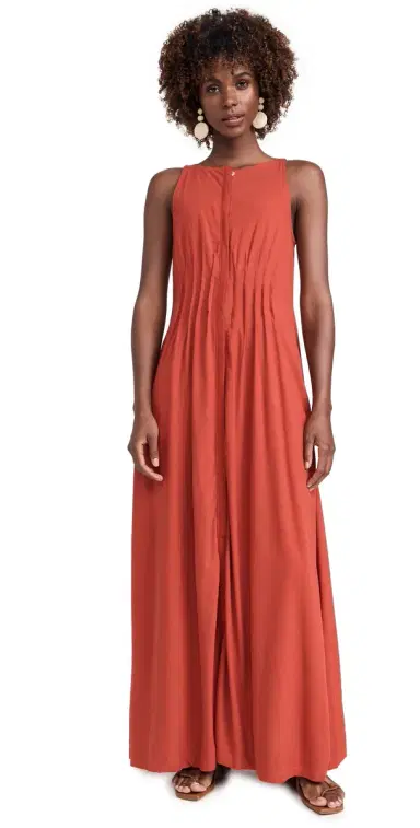 87Origins Fehintola Pleat Dress Brick | Thumbnail 1 87Origins Fehintola Pleat Dress Brick | Thumbnail 1