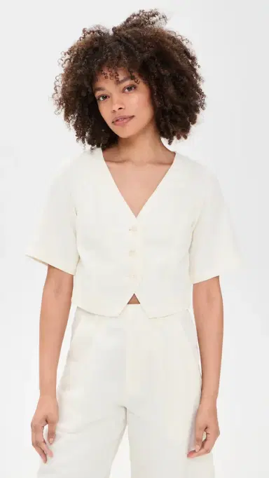 Apiece Apart Lia Crop Blouse Cream | Thumbnail 2 Apiece Apart Lia Crop Blouse Cream | Thumbnail 2