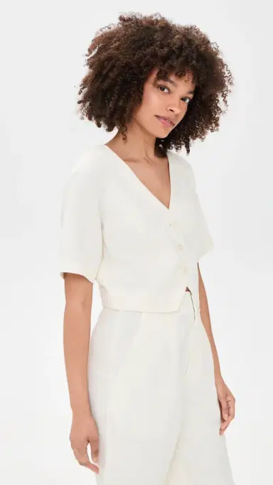 Apiece Apart Lia Crop Blouse Cream | Thumbnail 4 Apiece Apart Lia Crop Blouse Cream | Thumbnail 4