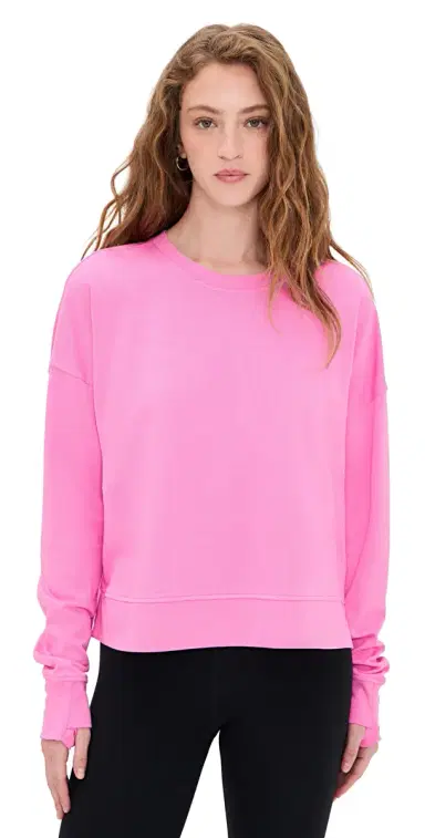 Sweaty Betty After Class Crop Sweatshirt Guava Pink | Thumbnail 1 Sweaty Betty After Class Crop Sweatshirt Guava Pink | Thumbnail 1