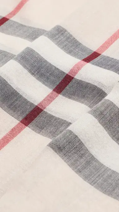 Burberry Wide Check Wool Silk Gauze Scarf Stone Check | Thumbnail 4 Burberry Wide Check Wool Silk Gauze Scarf Stone Check | Thumbnail 4