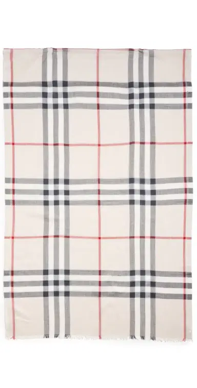 Burberry Wide Check Wool Silk Gauze Scarf Stone Check | Thumbnail 1 Burberry Wide Check Wool Silk Gauze Scarf Stone Check | Thumbnail 1