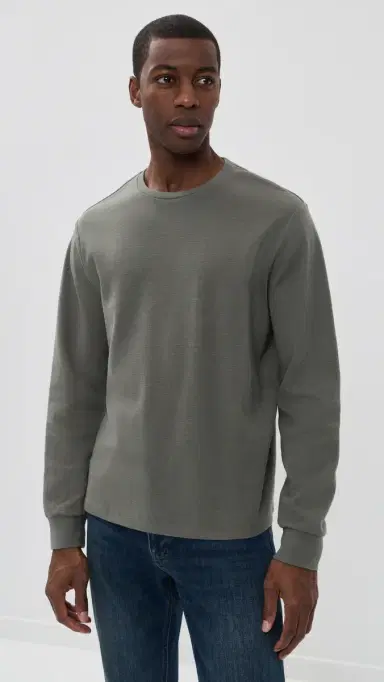 Frame Duo Fold Long Sleeve Crew Tee moky Green | Thumbnail 2 Frame Duo Fold Long Sleeve Crew Tee moky Green | Thumbnail 2