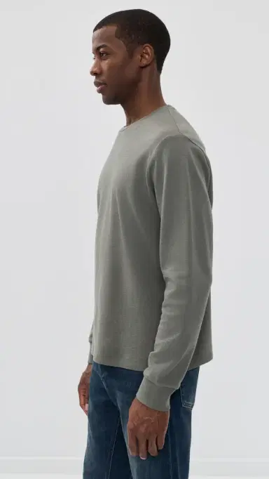 Frame Duo Fold Long Sleeve Crew Tee moky Green | Thumbnail 4 Frame Duo Fold Long Sleeve Crew Tee moky Green | Thumbnail 4