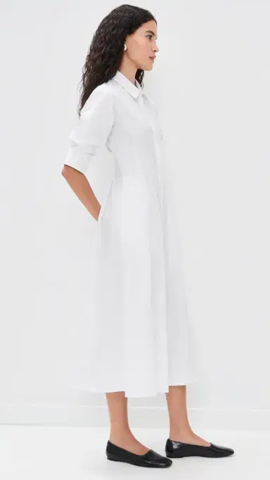 MEIMEIJ Cotton Stretch 3/4 Sleeve Shirt Dress Off White | Thumbnail 4 MEIMEIJ Cotton Stretch 3/4 Sleeve Shirt Dress Off White | Thumbnail 4