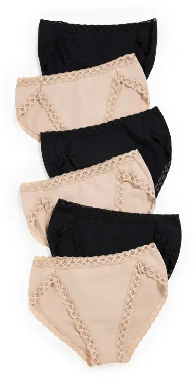 Natori Bliss French Cut Panties 6 Pack Black/Cafe S | Thumbnail 1 Natori Bliss French Cut Panties 6 Pack Black/Cafe S | Thumbnail 1