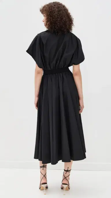 Norma Kamali Belted Flared Midi Shirt Dress Black | Thumbnail 3 Norma Kamali Belted Flared Midi Shirt Dress Black | Thumbnail 3