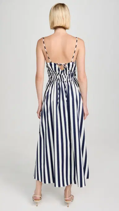 English Factory tripe Sleeveless Maxi Dress Navy/White | Thumbnail 3 English Factory tripe Sleeveless Maxi Dress Navy/White | Thumbnail 3