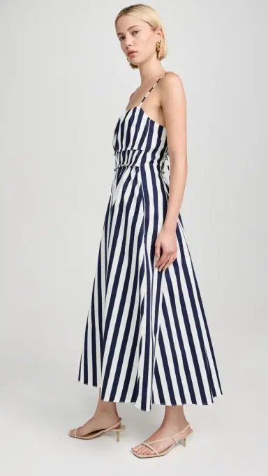 English Factory tripe Sleeveless Maxi Dress Navy/White | Thumbnail 4 English Factory tripe Sleeveless Maxi Dress Navy/White | Thumbnail 4