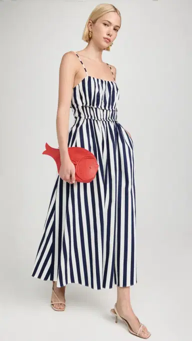 English Factory tripe Sleeveless Maxi Dress Navy/White | Thumbnail 5 English Factory tripe Sleeveless Maxi Dress Navy/White | Thumbnail 5