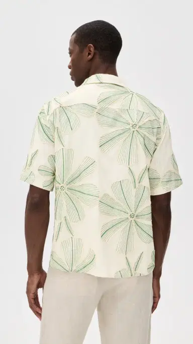 Corridor inen Applique Short Sleeve Shirt Natural | Thumbnail 3 Corridor inen Applique Short Sleeve Shirt Natural | Thumbnail 3