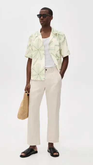 Corridor inen Applique Short Sleeve Shirt Natural | Thumbnail 5 Corridor inen Applique Short Sleeve Shirt Natural | Thumbnail 5