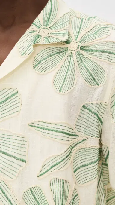 Corridor inen Applique Short Sleeve Shirt Natural | Thumbnail 6 Corridor inen Applique Short Sleeve Shirt Natural | Thumbnail 6