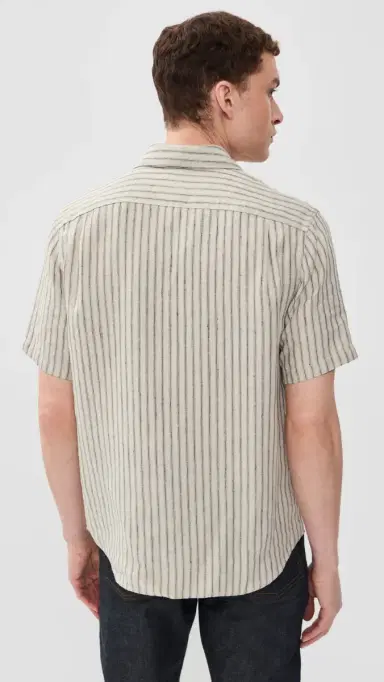 Vince Ballston tripe Short Sleeve Hemp Shirt Parchment/Coastal tripe | Thumbnail 3 Vince Ballston tripe Short Sleeve Hemp Shirt Parchment/Coastal tripe | Thumbnail 3