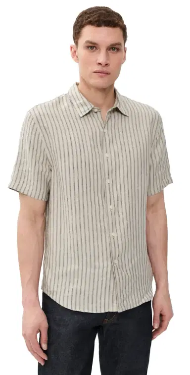 Vince Ballston tripe Short Sleeve Hemp Shirt Parchment/Coastal tripe | Thumbnail 1 Vince Ballston tripe Short Sleeve Hemp Shirt Parchment/Coastal tripe | Thumbnail 1