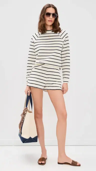 Kule The Terry Venus Shorts Cream/Navy | Thumbnail 5 Kule The Terry Venus Shorts Cream/Navy | Thumbnail 5