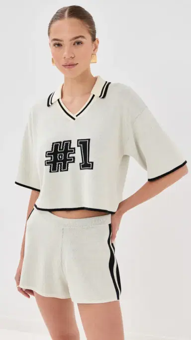 State & Lake V Neck Varsity Jersey White/Black | Thumbnail 2 State & Lake V Neck Varsity Jersey White/Black | Thumbnail 2
